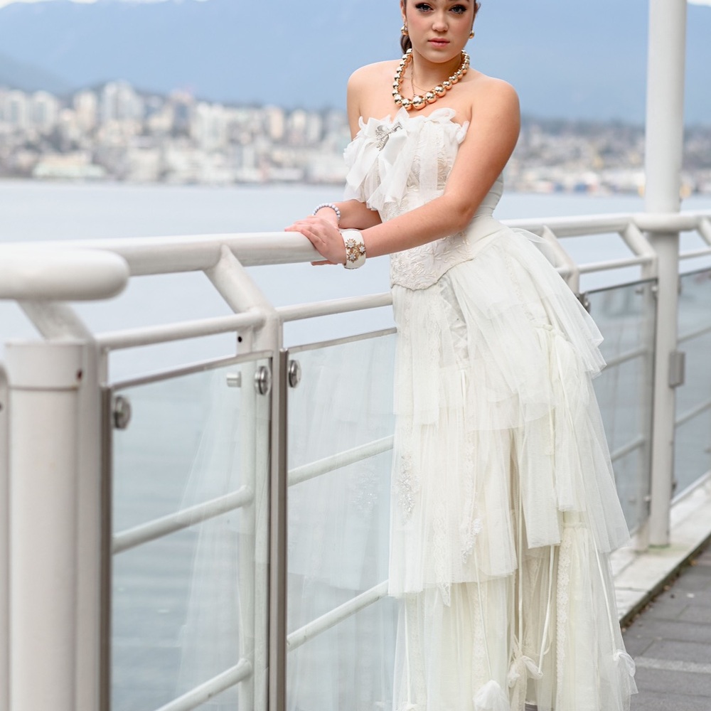 Elena Collection Couture Bridal Corset & Chiffon Tulle Skirt Set Custom Runway